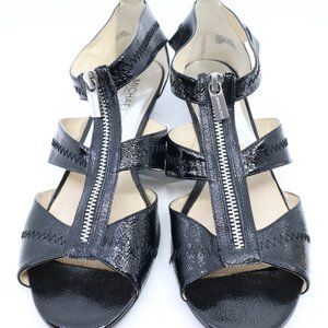 MICHAEL KORS Berkley Black Patent Leather Sandals, Size 10.5